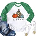 thumbnail image 4 of CEHVOM Women Thanksgiving Pumpkin Color Patchwork Print Tops Pullover Blouse T-Shirts, 4 of 6