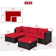 thumbnail image 2 of Gymax Ensemble de Conversation de Patio en Rotin 5 Pcs Ensemble de Meubles d'Extérieur avec Ottoman Coussin Rouge, 2 of 10