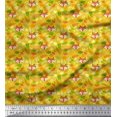 thumbnail image 1 of Soimoi Polyester Crepe Fabric Leaves & Fox Face Cartoon Print Sewing Fabric Yard 52 Inch Wide, 1 of 3