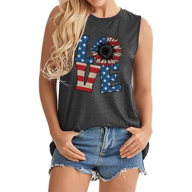 LSLJS Débardeurs à Col Rond pour Femmes Mode Femmes Décontracté Col Rond Imprimé de Lettres Manches Courtes T-Shirt Gilet Blouse Hauts