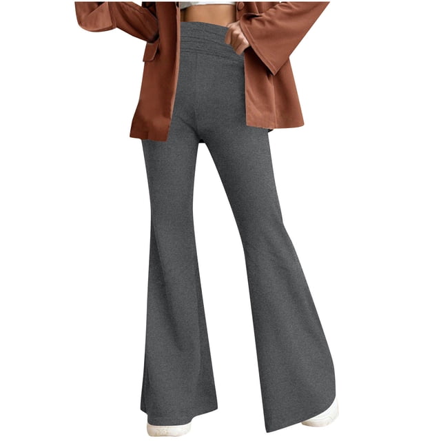 Plebaso Pantalon Évasé Taille Haute pour Femmes Extensible Mince Legging Décontracté d'Entraînement Bootcut Pantalon de Yoga pour Femmes