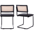 thumbnail image 2 of LivinVeluris Set of 2 Modern Rattan Dining Chairs, Mid-Century Dining Side Chairs, Cane Dining Chairs with Teddy Velvet, Armless Kitchen Chairs (Black Frame with Dark Gray Cushion), 2 of 5