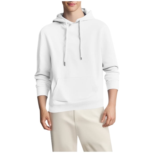 Mens Camo Hoodie Long Sleeve Drawstring Fleece Lined Solid Color Pullover Sweatshirts
