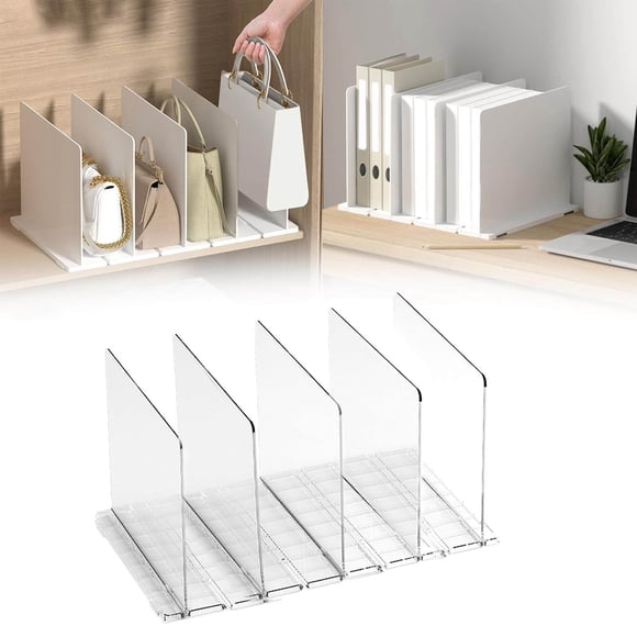 Séparateurs d'Étagère de Garde-Robe Cloison pour Cuisine, richards homewares Diviseur Dossier Bureau, Garde-Manger Installation Facile Clair 5 Cases