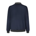 thumbnail image 4 of Womens Fashion Jacket Casual Stand Collar Zip Up Lightweight Coat Fall Color Block Jackets with Pockets Navy L, 4 of 5