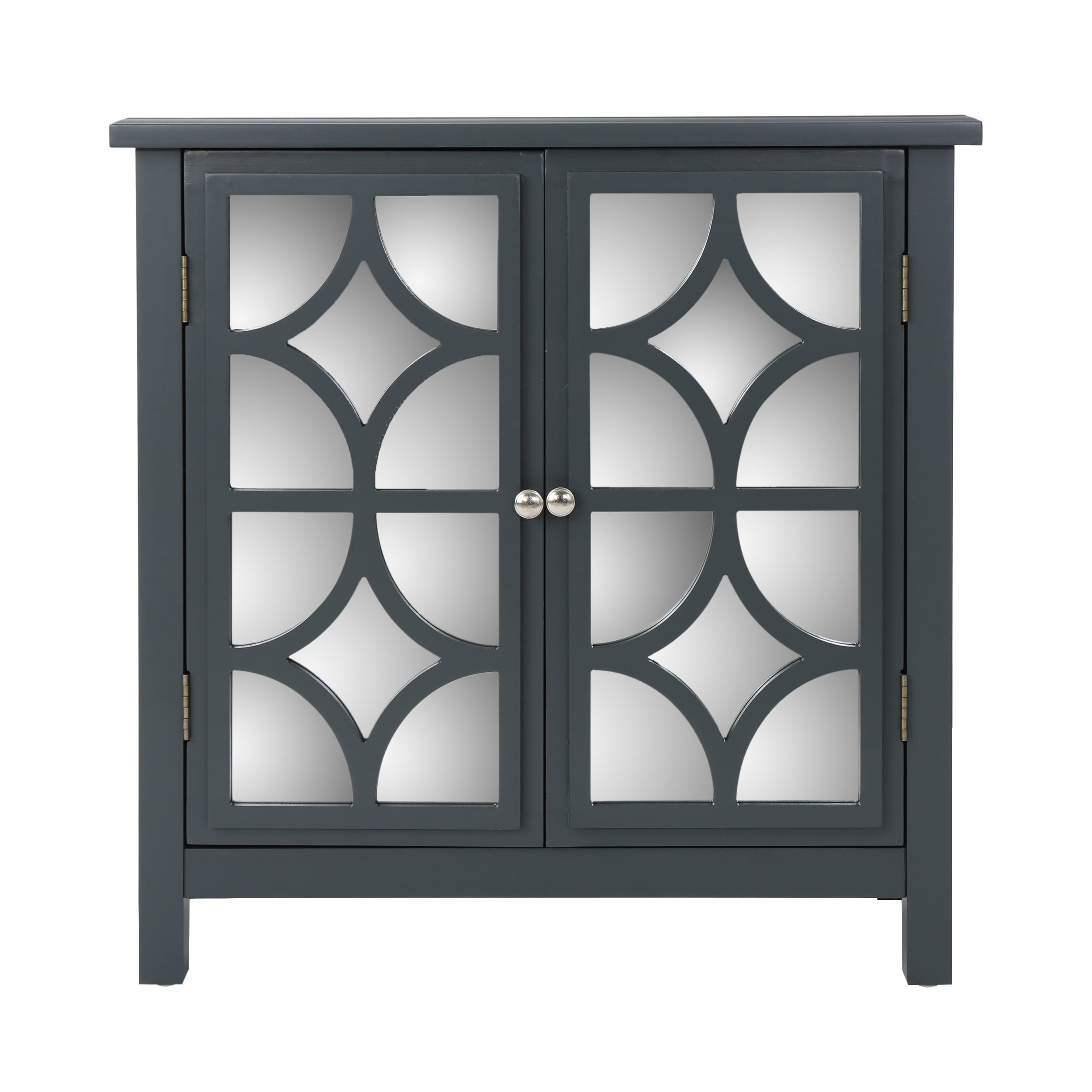 Homy Casa Mirrored Door Dining Room Cabinet with Classic Fir Wood Frame and Storage Shelves