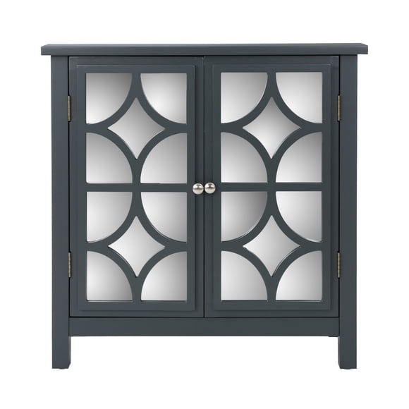 Millies Armoire à Deux Portes en Bois de Sapin avec Fini Miroir, Gris Anthracite