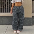 thumbnail image 2 of Bmisegm Women's Plus Size Tethered Straight Cargo Pants, Grey, XXL, 2 of 9