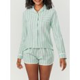 thumbnail image 2 of SUNSIOM Women's 2 Piece Pajama Set Long Sleeve Button Down Striped Tops Drawstring Shorts Sleepwear Sets, 2 of 6