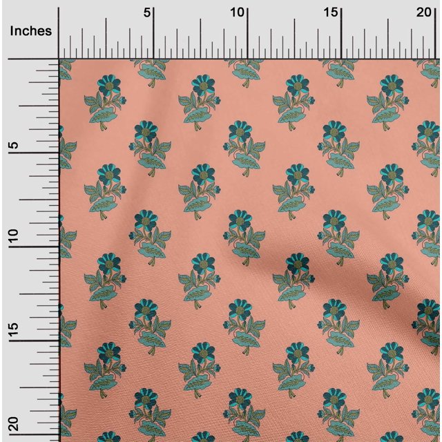 oneOone Georgette Viscose Fabric Leaves & Floral Block Print Fabric BTY 42 Inch Wide