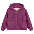 thumbnail image 3 of SLADYGLO Women Full Zip Sherpa Lined Front Pockets Drawstring Fuzzy Hoodie, 3 of 3