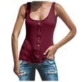 thumbnail image 1 of Timegard Camisoles Grande Taille pour Femmes Col Rond à Boutons Sans Manches Hauts Décontractés T-Shirt en Tricot Uni, 1 of 5