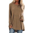 thumbnail image 1 of Innerwin T-shirt Crew Neck Women Tee Work Solid Color Loose T Shirt Khaki XL, 1 of 6