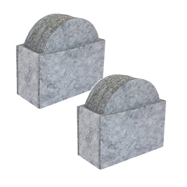 Oleegame 2PC Placemat Set Of 12 Round Grey Includes A Matching Holder Light Gray Gray
