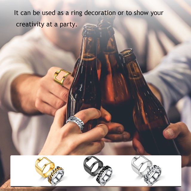 1 Set Bottle Opener Ring Labor-saving High Durability Stainless Steel Bottle Cap Remover Ring for Pub