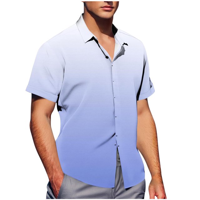 Pisexur T Shirts for Man , Chemise Blouse à Manches Courtes Boutonnée pour Homme, Mode Décontractée, Col Rabattu, Imprimé, Bleu Ciel, 2TG Chemises de Golf pour Hommes et Chemises pour Hommes