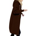 thumbnail image 2 of PEZHADA Économies d'Automne Chandail à Capuchon à Fermeture à Glissière Décontracté pour Femme Veste Mi-Longue Peluche Insert Sac Chandail à Fermeture Éclair Chandail à Capuchon à Cordon avec Poche Café, 2 of 5