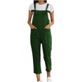 thumbnail image 1 of Combinaison Pantalon Décontractée pour Femmes, Couleur Unie, Grande Taille, Bretelles Littéraires, 1 of 5