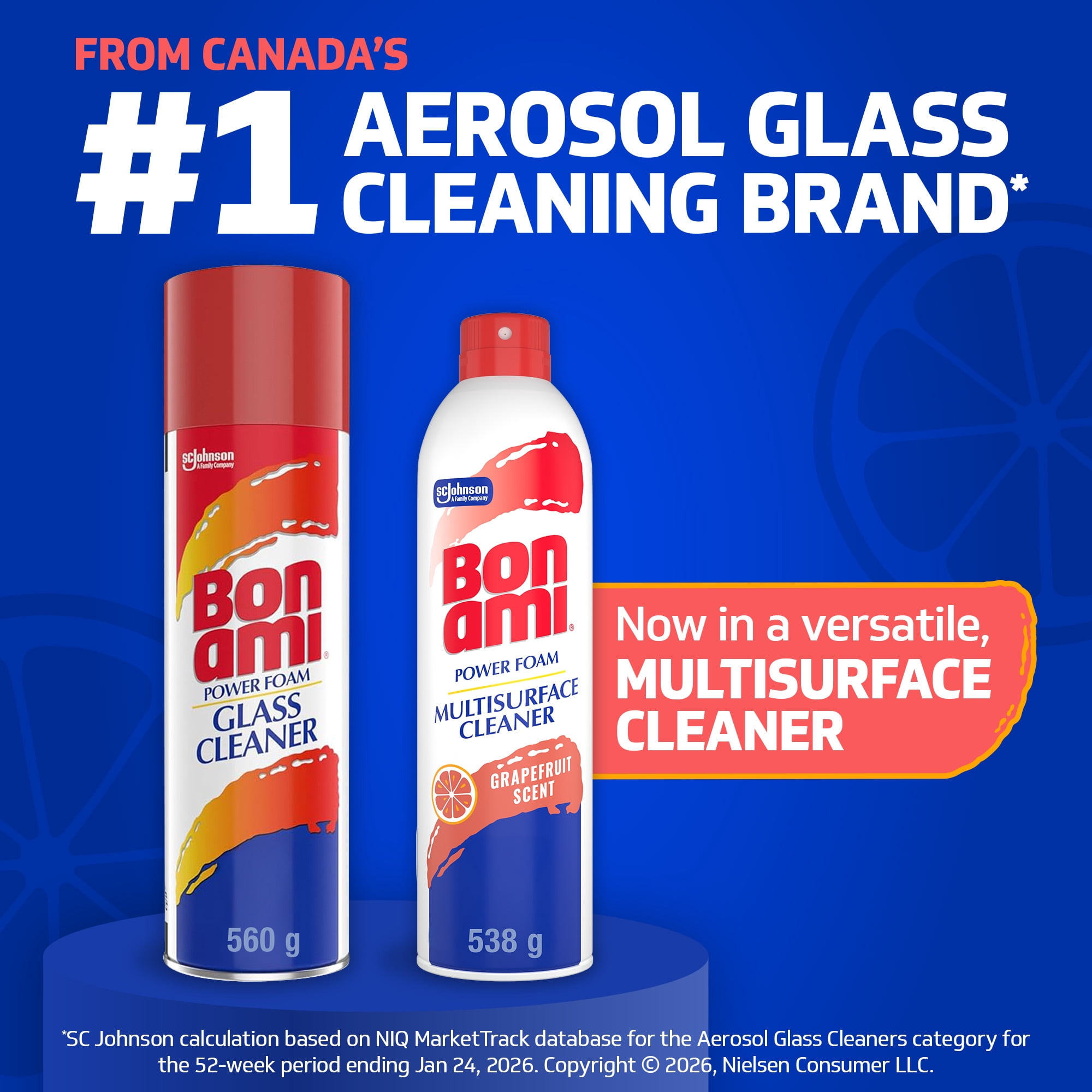 Bon Ami® Power Foam Multisurface Cleaner, Grapefruit Scent, 538g