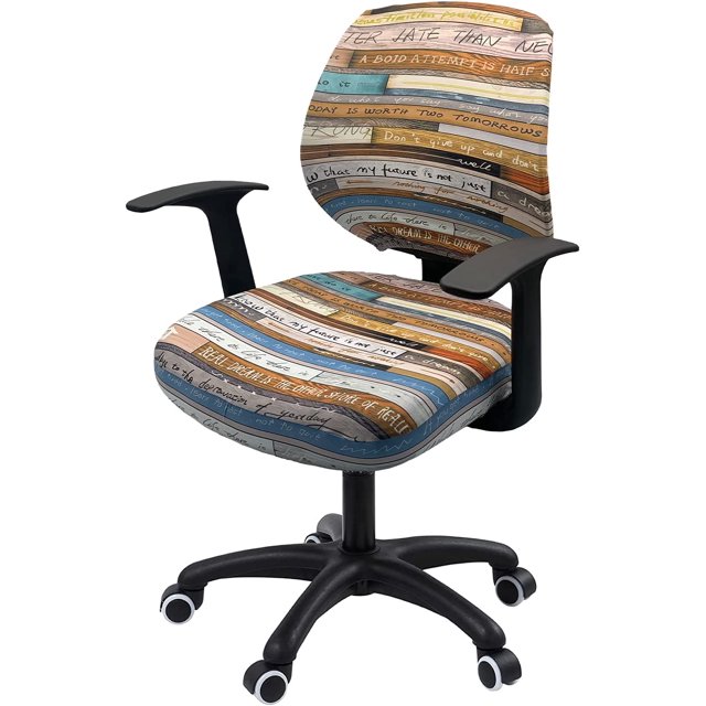 Office Chair Cover Stretchable Computer Desk Chair Seat Covers 2 Piece Waterproof Swivel Chair Protective Slipcover