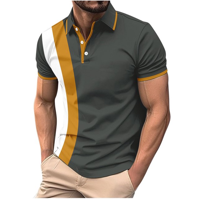 Mefallenssiah Hommes Hauts, Clairière Hommes Col Couleur Manches Courtes top Manches Courtes Col Rabattable Chemisier