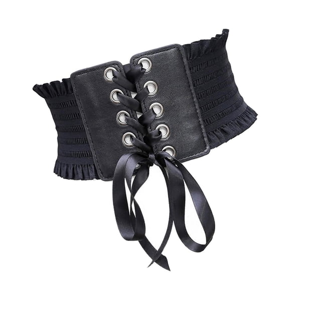 fastboy Femmes Charme Ceinture Grand sous-Poitrine Cosplay Taille Haute Nœud Extensible Cravate Noir Type A 1Ensemble