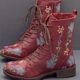 thumbnail image 4 of Cameland Women's Printed Embroidered Boots Over Feet Round Toe Chunky Ankle Boots, 4 of 4