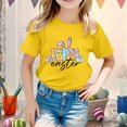 thumbnail image 2 of 4t Fille Tout-Petit Extra Large Enfant Filles Pâques Mignon Graphique Col Rond Manches Courtes T-Shirt Décontracté d'Été, 2 of 4