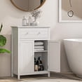 thumbnail image 2 of Gymax Armoire de Rangement de Salle de Bain Autoportante Grand Tiroir avec Tablette Ajustable Blanc, 2 of 9