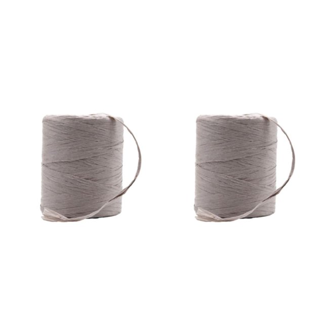 Baohd Fiber Sturdy And Durable Raffia Rope Yarn For DIY Crafts Natural Paper Ribbon Solid Crochet Yarn grey 2Set