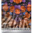 thumbnail image 3 of Soimoi Modal Satin Fabric Leaves & Rose Panel Fabric Prints by Yard 42 Inch Wide, 3 of 5