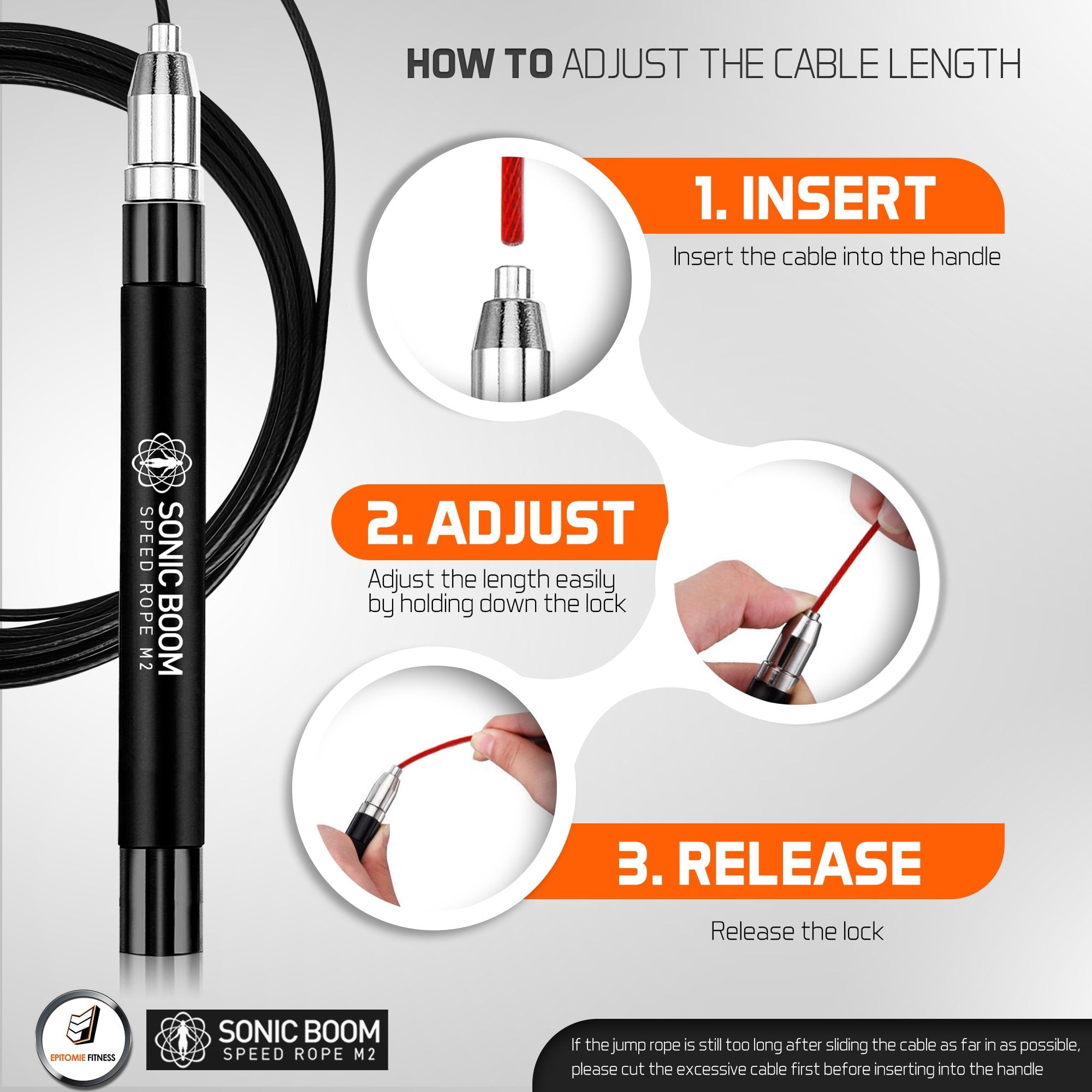 Sonic Boom M2 High Speed Jump Rope - Patent Pending Self-Locking, Screw-Free Design - Weighted, 360 Degree Spin, Silicone Grip with 2 Speed Rope Cables for Home Workout, & More
