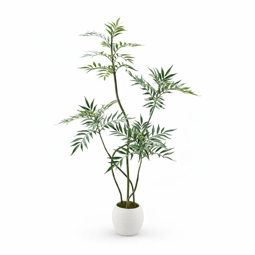 GOGRANT Artificial Rubber Tree, 6FT Real Touch Faux Plant in White ...