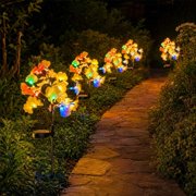 TOUMENY Solar Ginkgo Leaf Lights Outdoor Waterproof LED Stake Lights Warm White Multicolor, Solar Powered Garden Lights with Auto On Off Decorative Stake Lights, Solar Stake Lights for Yard Patio