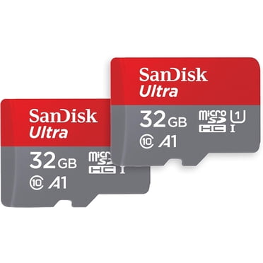 SanDisk 32GB 2-Pack and one sandisk adapter -Ultra microSDHC UHS-I Memory Card - SDSQUA4-032G-GN6MT