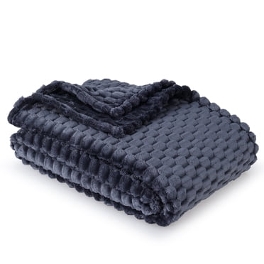 BHG Textured Velvet Plush Throw Greystone