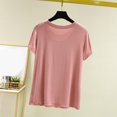 thumbnail image 4 of Weiqiqre T-Shirt à Col Rond pour Femme à Manches Courtes Ajusté T-Shirt Mince Uni Haut de Pyjama Pyjama à Manches Courtes, 4 of 8