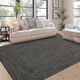 thumbnail image 3 of Garvee Tapis de Zone 5'x7' Tapis Imprimé Tressé, Tapis Intérieur Lavable à la Machine Antidérapant à Poil Ras Style Ferme Tapis Uni pour Chambre, Salon, Salle à Manger Bureau, Gris Brun, 3 of 10