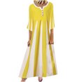 thumbnail image 1 of EQWLJWE Robes d'Été pour Femmes 2023 Mode d'Été pour Femmes Décontractée à Rayures Imprimées Manches Mi-Longues Robe Midi Ample, 1 of 5