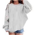 thumbnail image 2 of Cowsor Womens Varsity Oversized Sweatshirt Crewneck Long Sleeve Casual Fashion Pullover Top Fall Outfits, 2 of 6