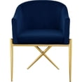 thumbnail image 3 of Meridian Furniture Xavier Chaise de Salle à Manger en Velours Bleu Marine, 3 of 5