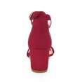 thumbnail image 2 of BLISSFUL STEP Women's Shoes Open Toe Mid Block Heel Ankle Strap Faux Suede Sandals Deep Red 9, 2 of 8