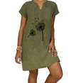 thumbnail image 2 of Yuyuzo Robe d'Été Décontractée pour Femme 2025 à Manches Courtes, Col en V, Robe Ample en Lin, Tunique Confortable, Robe T-Shirt, Robe Droite, 2 of 5