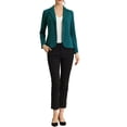 thumbnail image 2 of INSPIRE CHIC Blazer de Travail pour Femme Col à Revers Veste à Manches Longues Blazer de Complet Bleu Paon TP, 2 of 6
