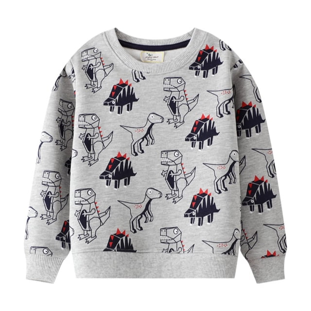 Chandail Molletonné à Col Rond en Coton à Manches Longues pour Petits Garçons, Dinosaures, Chandail Molletonné Décontracté à Motif de Dessin Animé