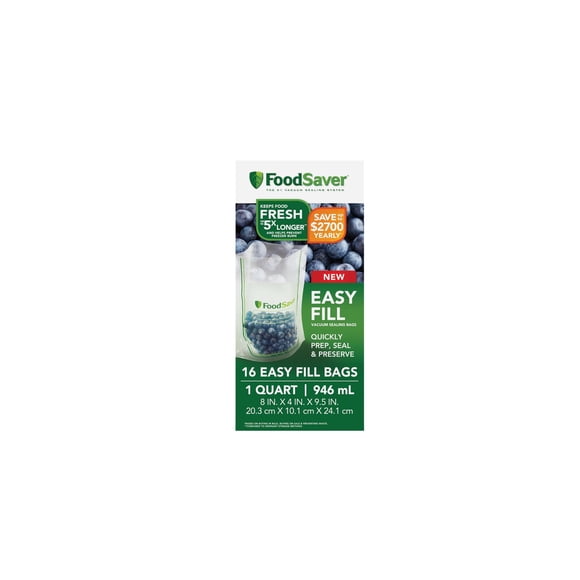 FoodSaver Easy Fill 1 Quart Vacuum Sealer Commercial Grade and Reusable Bags