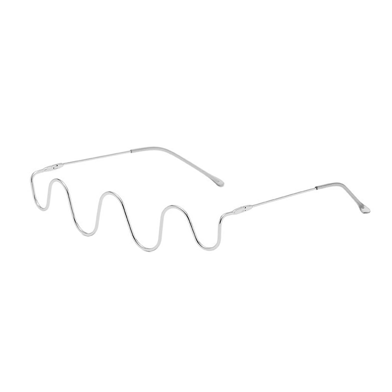 ZheElen Semi Glasses Frame Reading Wave Metal Frame:Made of Shape Woman Half Glasses lver