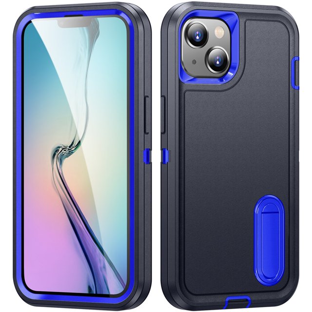 for iPhone 14 Plus Case, Étui de Téléphone iPhone 14 Plus avec Béquille Intégrée, Étui de Protection Robuste Antichoc/antipoussière/antichute de Qualité Militaire pour iPhone 14 Plus, Bleu