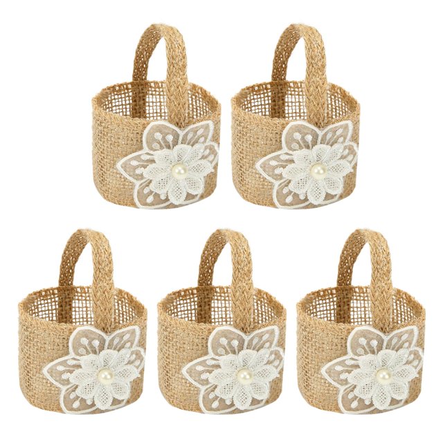 5Pcs Halloween Party Candy Bag Wedding Flower Girl Baskets Candy Tote Bucket for Style D