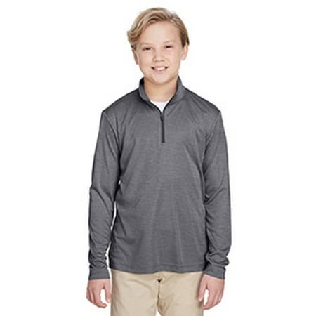 Youth Zone Sonic Heather Performance Quarter-Zip - DK GREY HEATHER - XL